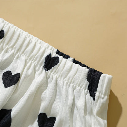 Damen-Pyjama-Set mit Herz-Print, süßes sexy Straps-Top, Shorts, lässiges Heim-Nachtwäsche-Set, bequeme Baumwoll-Loungewear.