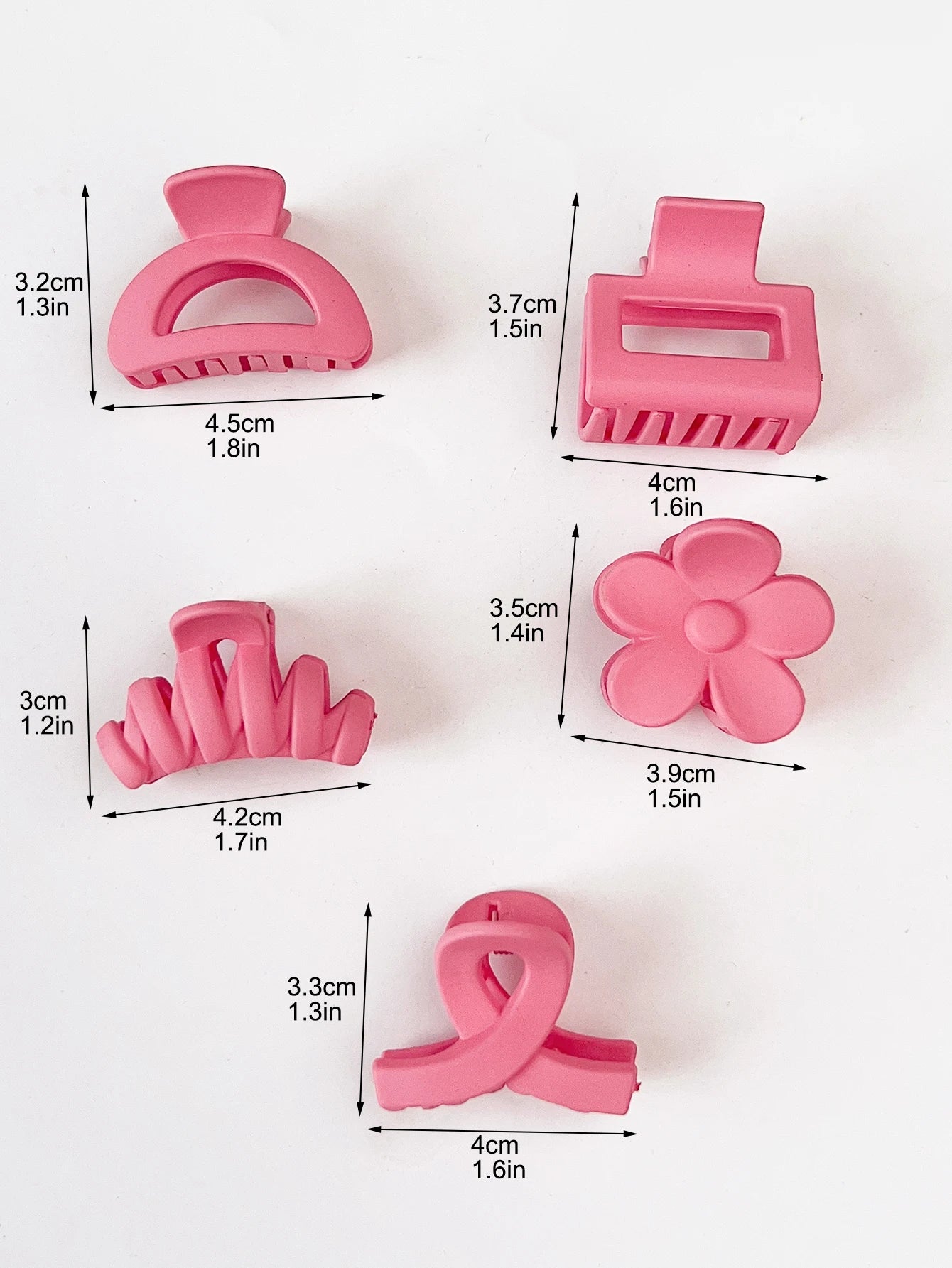 10 Pcs Pink Small Claw Clips Set,Matte Tiny Flower Jaw Clips for Women Girls,5 Style Nonslip for Thin Medium Fine Hair.