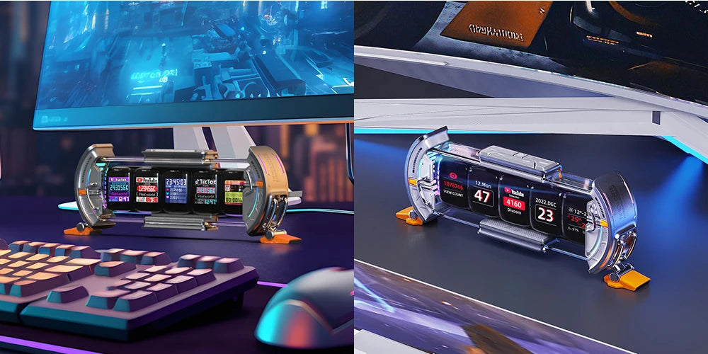 Divoom Times Gate - Cyberpunk Gaming Setup Digital Clock with Smart APP Control, WiFi Connect, RGB LED Display,.
