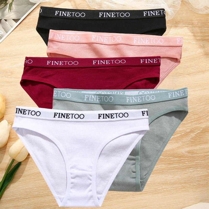 5Pcs/Set Sexy Women' Cotton Pantys Comfort Letter Printed Woman Briefs Ladies Underpants Fashion Girls Waist Band Lingerie M-XXL.