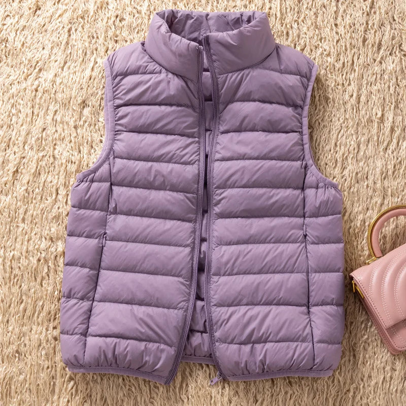 12 Farben 90% weiße Enten Daunen Frauen ärmellose Jacken 2023 Neuankömmlinge weibliche ultraleichte packbare Weste Frauen Mäntel.