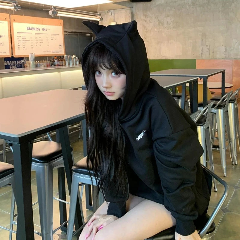 Deeptown Kawaii Duck Hoodies Women Long Sleeve Cute Tops Emo Clothes Korean 2023 Fashion Winter Yellow Casual Pullover Soft Girl.