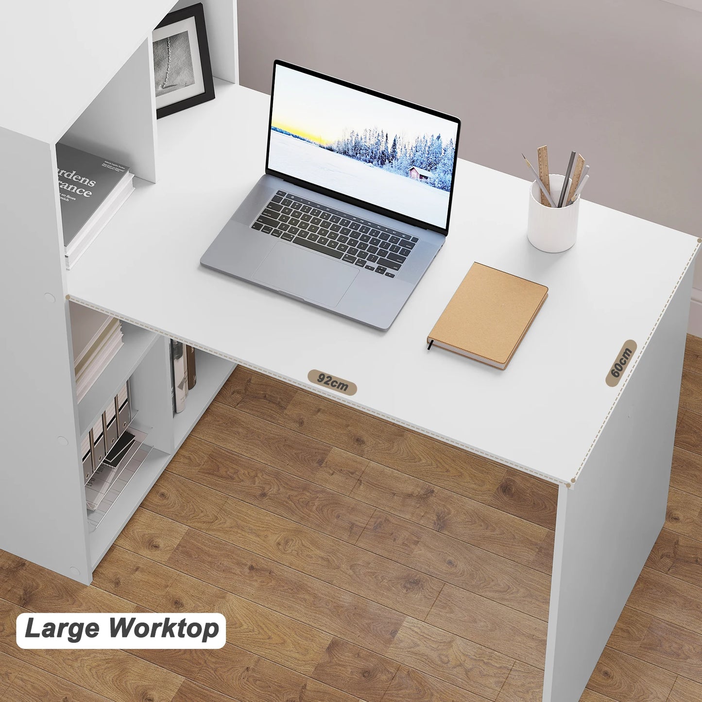 WOLTU Weißer PC-Computertisch aus Holz, Büro-Ecktisch mit Ablagefach, 120 x 63 cm, Arbeitsplatz für Arbeitszimmer, Wohnzimmer, Schlafzimmer