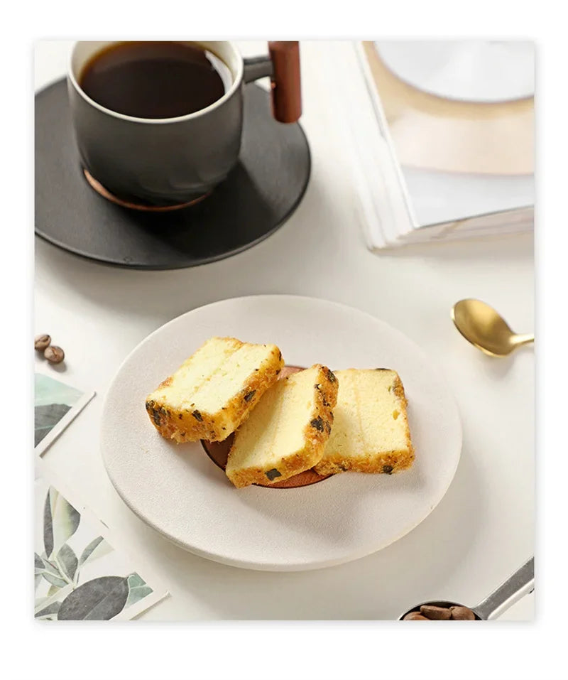 Blue Retro Ceramic Coffee Cup with Saucer 130ml Wooden Handle Tea Water Cup Filter Tea Mug Handmade Frosted Tea Coffee Cup Gift.