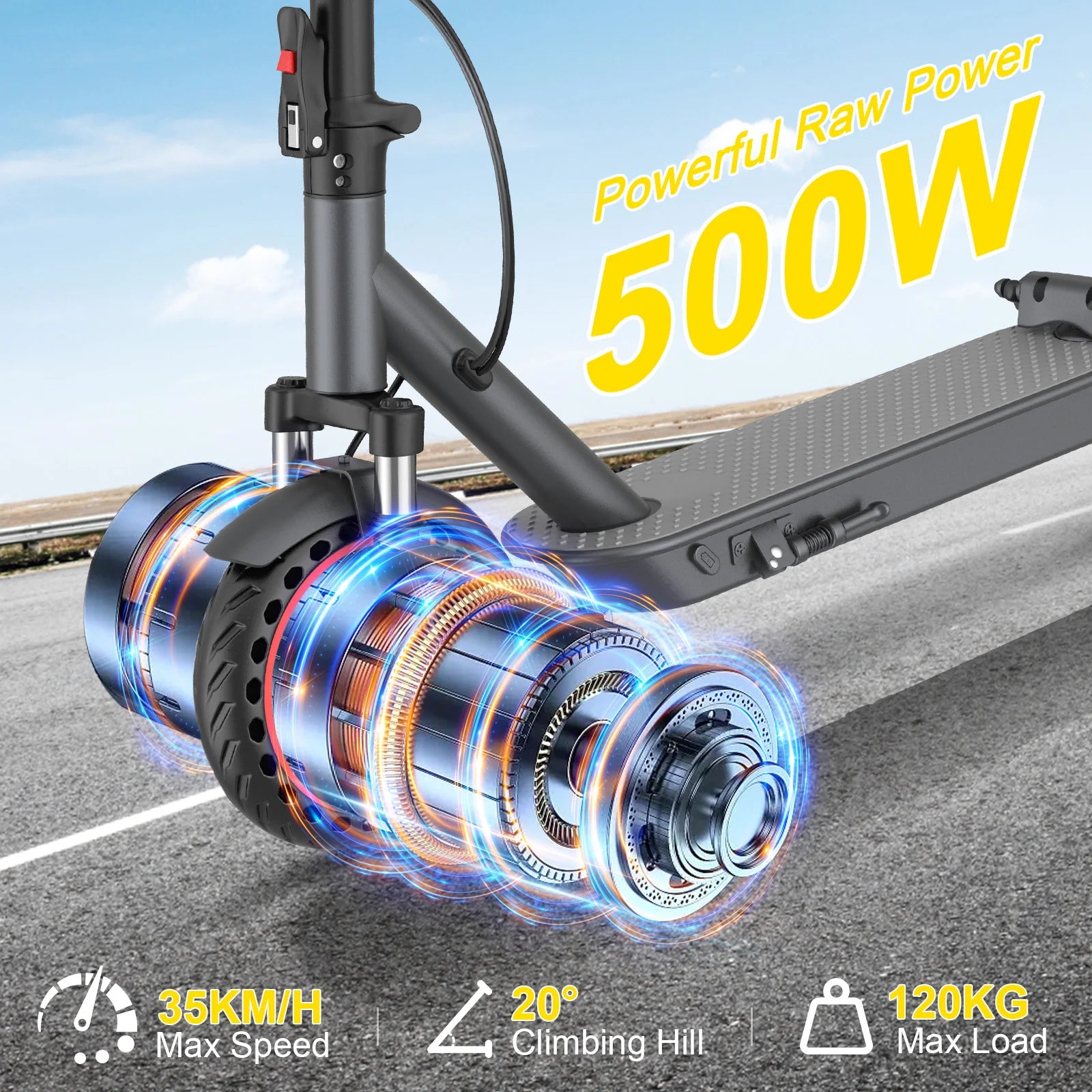 AOVOPRO LP10 500W Electric Scooter 42V 10.5Ah 35KM/H 35KM Long Range 10 Inch with Shock Absorption Smart Foldable EScooter.