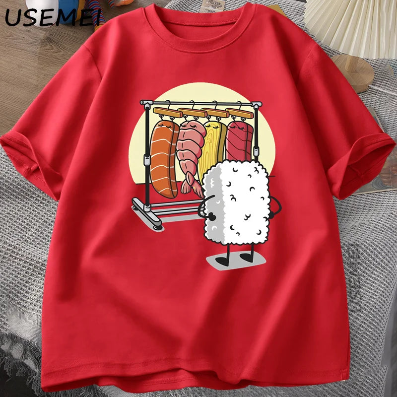 Sushi Wardrobe T Shirt Women Men Funny High Quality T-shirt Cotton Graphic T Shirts Loose Short-sleeve Pritned Tshirt Man Tops.