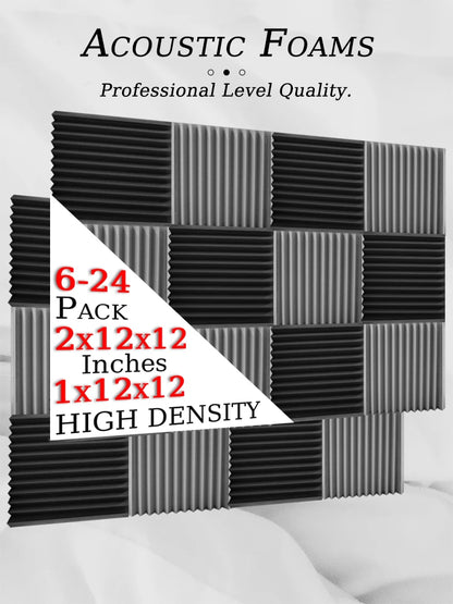 TOUO Panel Soundproofing 6-48 Pack Studio Acoustic Foam Sound Absorbing Foam Panel House Isolation Wall Acoustic Foam Sponge Pad