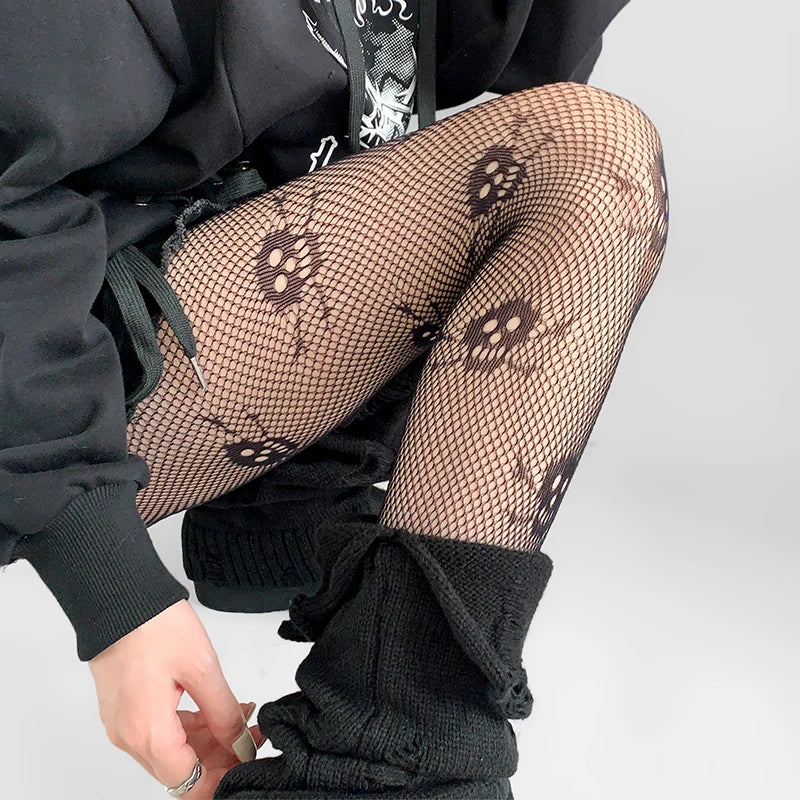 Woman Girls Fashion Gothic Fishnet Stockings Snake Skull Stripeds Socks Mesh Tights Panties Lolita Plus Size Pantyhose Leggings.