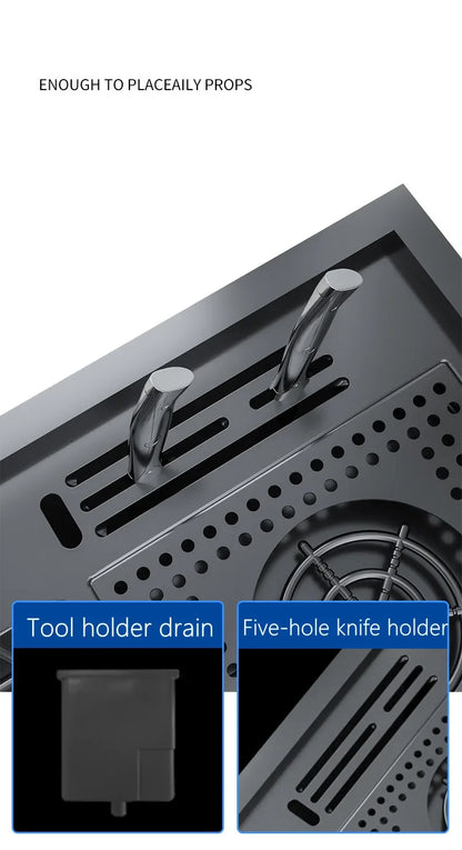 Nano Kitchen Sink Multi-Function Stepped Kitchen Sink 304 Stainless Steel Vegetable Washing Basin With High Pressure Cup Washer