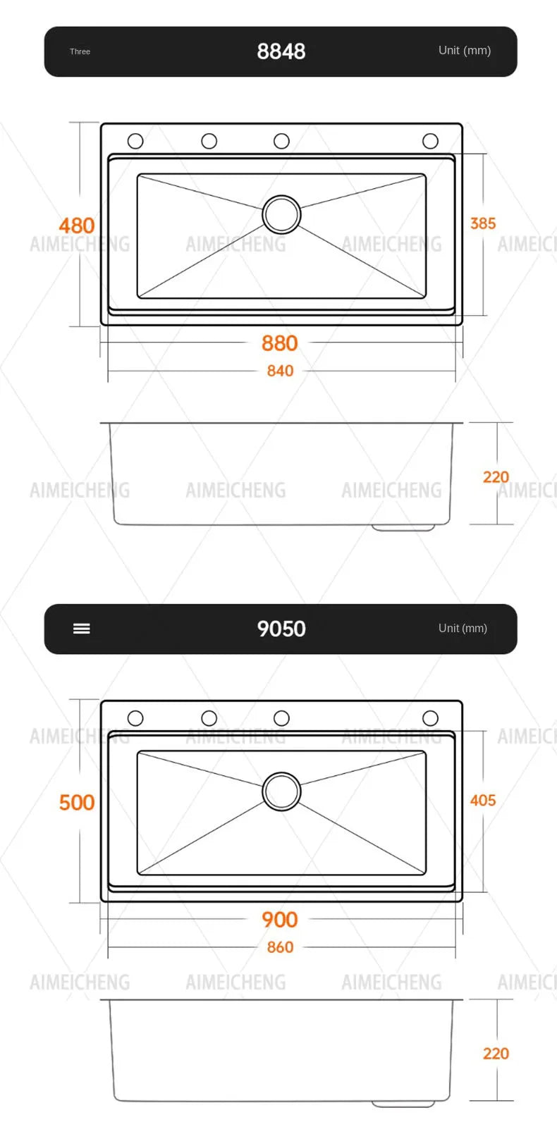 Original-Finish, spülmaschinenkompatibles SUS304-Edelstahl-Küchenspüle mit großer Einzelschüssel und Unterbau