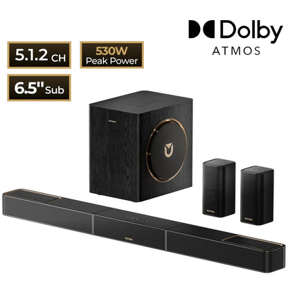 ULTIMEA Skywave X40 5.1.2ch Wireless Surround Sound System for TV with Dolby Atmos, Home Cinema Soundbar with Wireless Subwoofer
