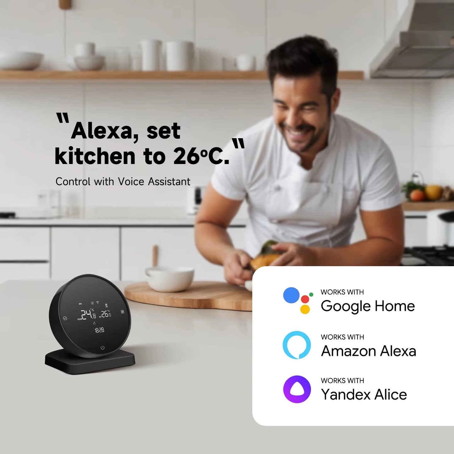 RKHK Tuya WiFi Smart Thermostat，RF Wireless Receiver Temperature Controller，For Water Gas Boiler Support Alexa and Google Home.