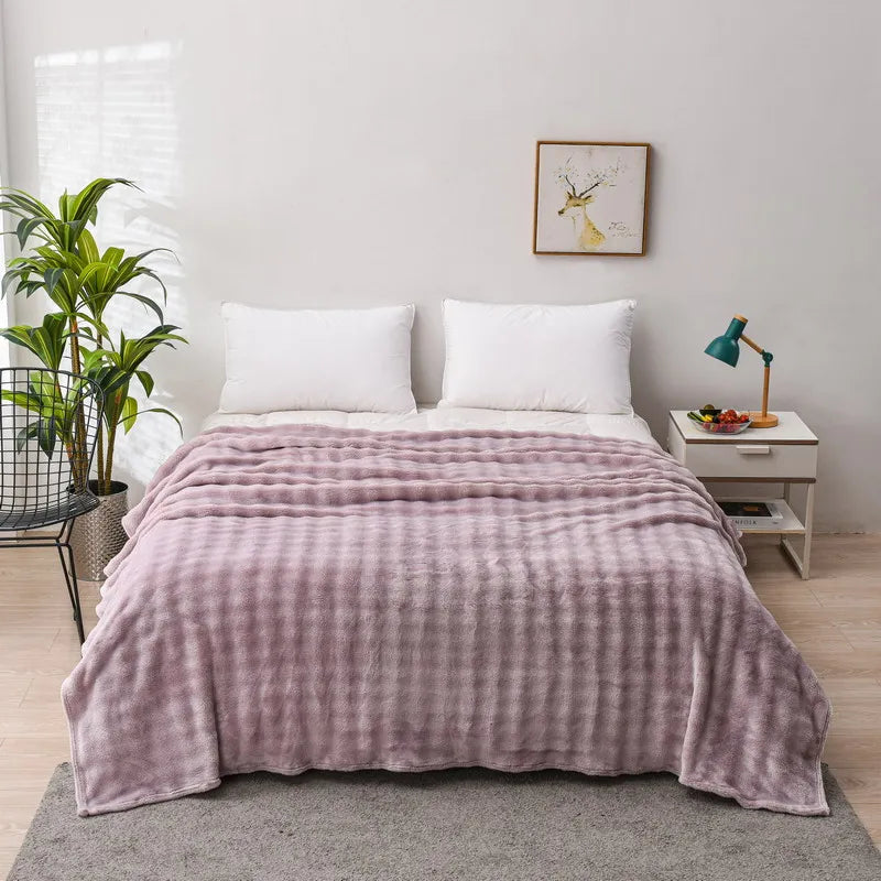 Solid Color Flannel Rabbit Fur Blanket Nap Cover Blanket Soft Sofa Blanket Coral Fleece Cover For Bedroom Manufacturer Wholesale.