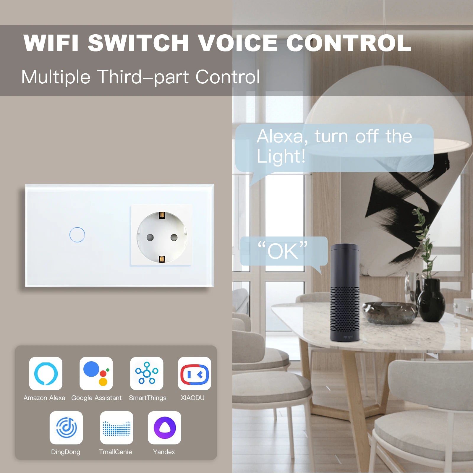 BSEED Wifi Touch Schalter Wand Licht Schalter Mit EU Buchse USB Typ-C Stecker Tuya Smart Leben Alexa Yandex App Steuerung Glas Panel.