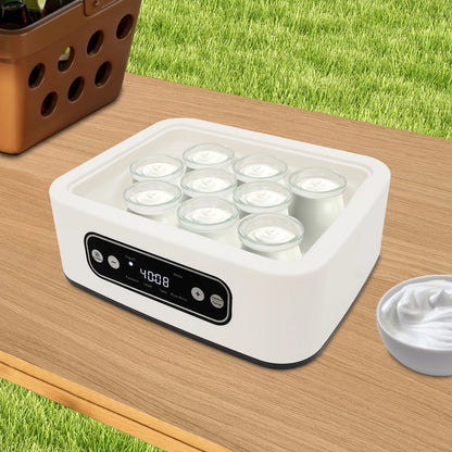 20W Square Yogurt Maker Yoghurt Making Machine LED Digital Temperature Control,with 9 Cups 100ml Each Cup.