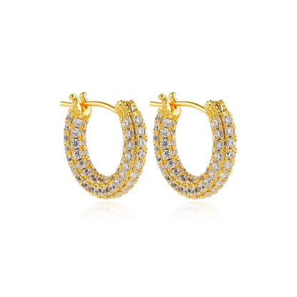 Fashion CZ Zircon Round Huggie Hoop Earrings for Women Geometric U Shape Ear Buckle Hoops Gold Plated Stainless Steel Jewelry