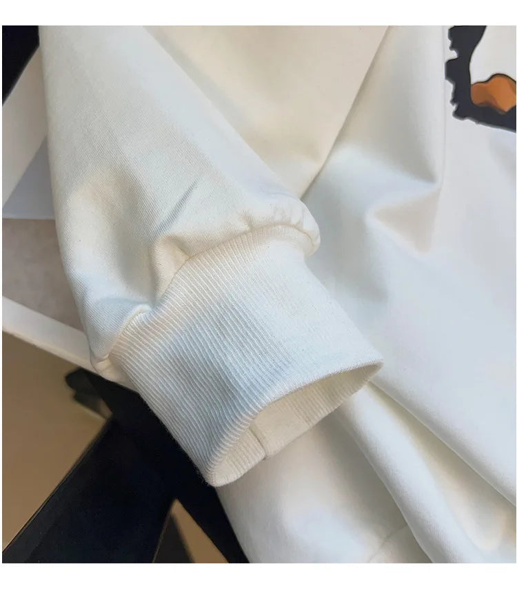 170kg plus size Damen büste Herbst bär bedrucktes Sweatshirt lockeres Langarm-Freizeit oberteil 6xl 7xl 8xl 9xl 10xl 11xl