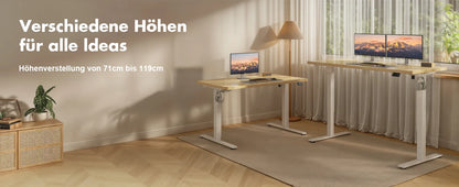 Devoko Höhenverstellbarer Schreibtisch Elektrischer mit Tischplatte 140x60cm Höhenverstellbarer Tisch Stehschreibtisch