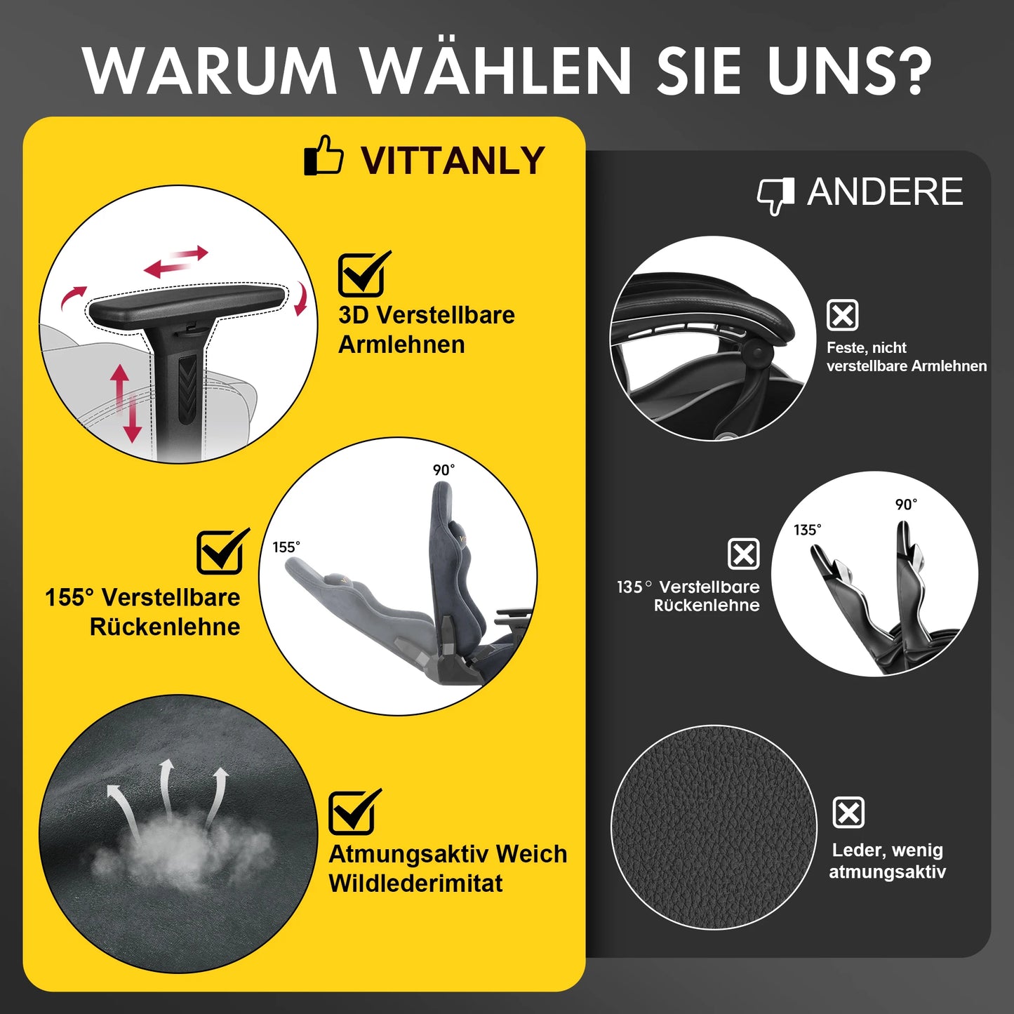 Ergonomischer roter Gaming-Stuhl für Erwachsene, Innen-PC, Computerstuhl, Rennbürostuhl, höhenverstellbarer Drehstuhl aus Wildleder