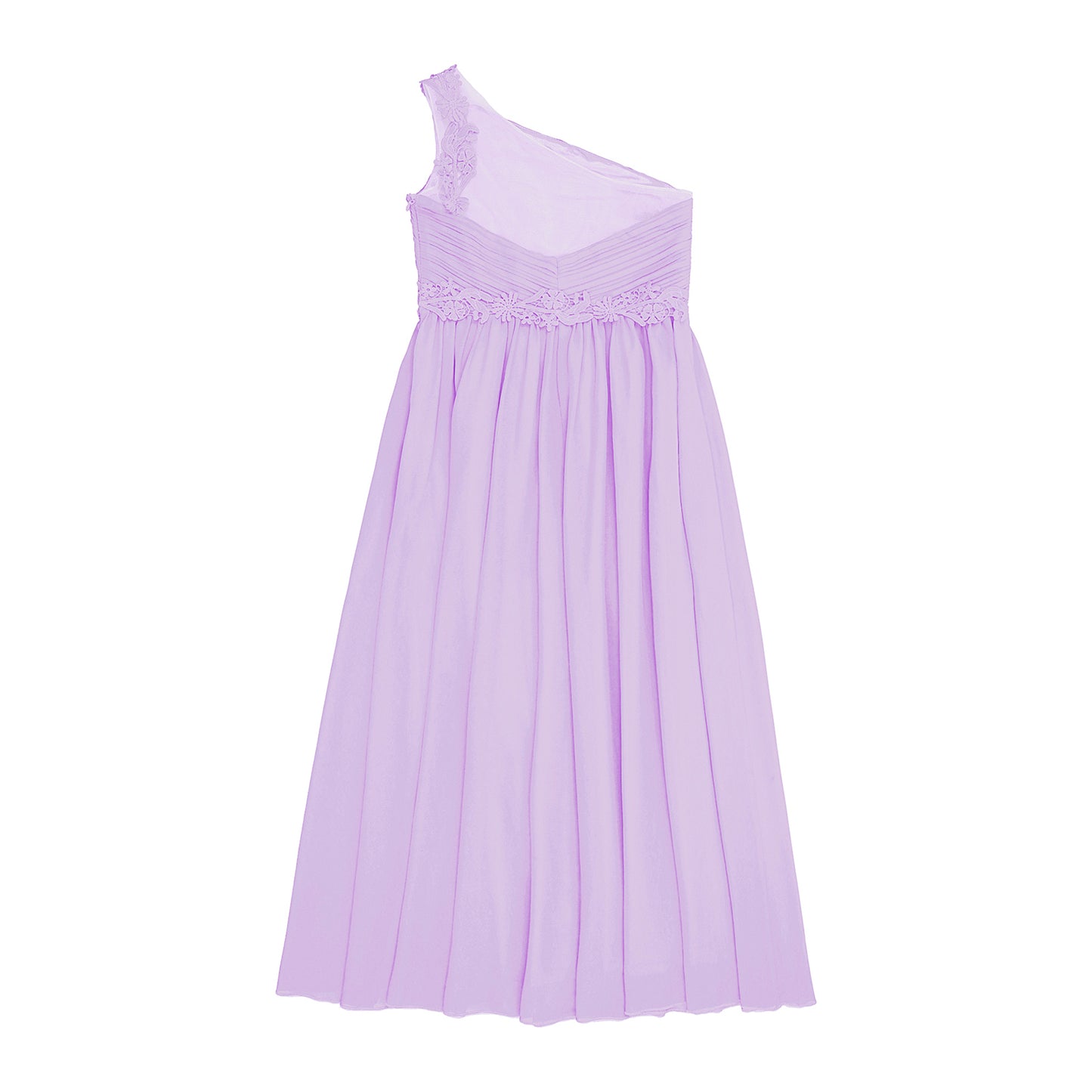 Mädchen Hochzeit Brautjungfer Kleid One Shoulder Elegante Guipure-Spitze Geraffte Chiffon Maxi Party Kleider Geburtstag Abend Abendkleid.