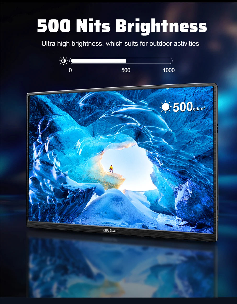 ZEUSLAP 16" 2.5K 144hz Portable Monitor 2560*1600 16:10 100%sRGB 500Cd/m²  Travel Gaming Display for Laptop Switch ps4 ps5 Xbox.