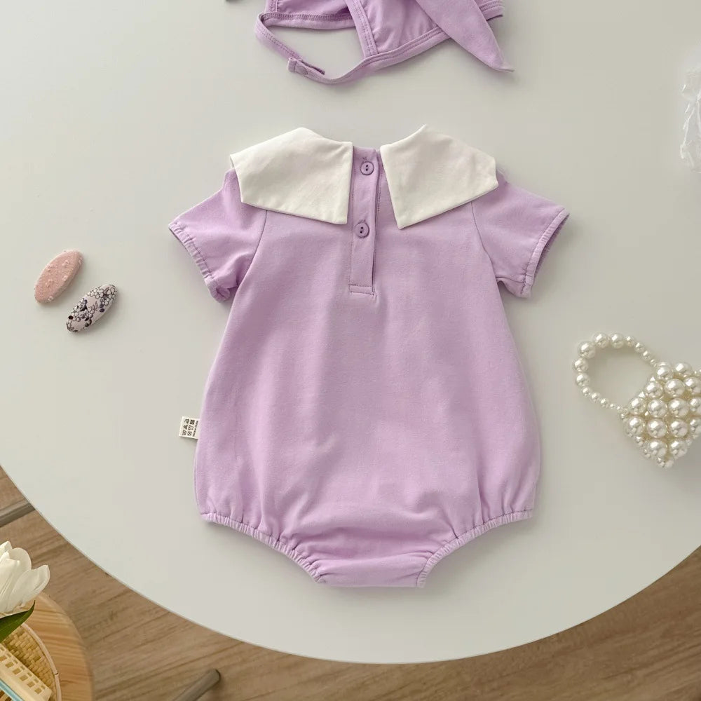 0-2Y Sommer Baby Mädchen Kleidung Kleinkind Mädchen Body & Einteilige Tulpe Stickerei Kleidung Mit Hut.