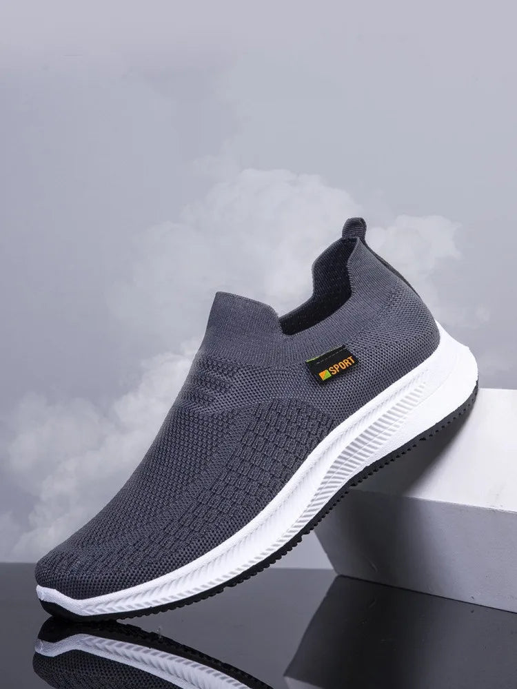 Men Walking Shoes Knit Mesh Breathable Sneakers Lightweight Sneakers Slip-on Mens Casual Shoes Fashion Comfort.