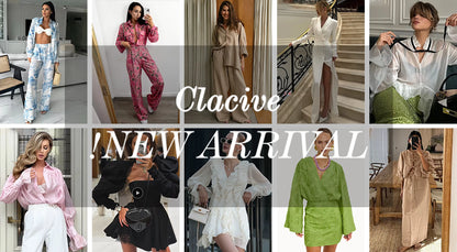 Clacive Sexy schlankes weißes Damenkleid 2025, modisches V-Ausschnitt, lange Ärmel, knöchellanges Kleid, elegantes, klassisches, geschlitztes Damenkleid.