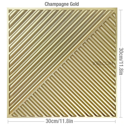 12pcs 30x30cm Champagne gold color 3D Wall Panel Shining Gold 3D Wall Sticker Wedding party background wall art Wood grain paper