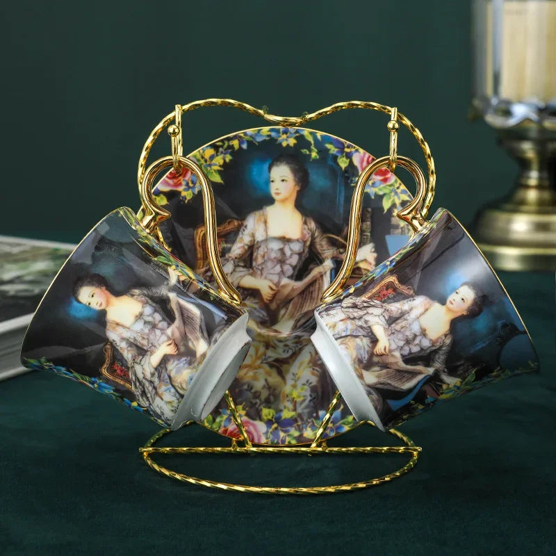 Bone Coffee Sets Vintage Porcelain Tea Set Luxury Ceramic Coffee Pot Coffee Cups And Saucers Sugar Bowl Milk Jug Wedding Gift.