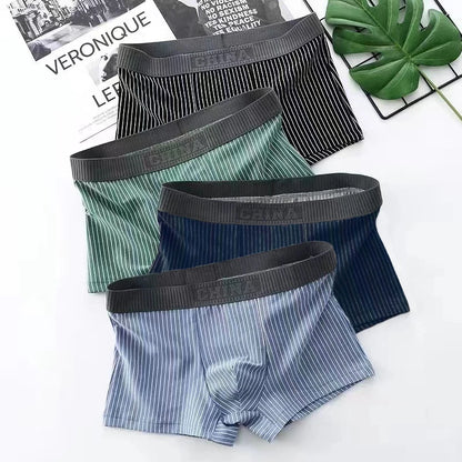 4Pcs Boxer Shorts männer Unterwäsche Sexy Höschen Baumwolle Boxer Gestreiften Unterhose Männlichen Shorts U Konvexen Dessous Plus Größe 2XL-6XL