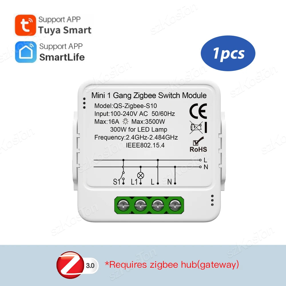 1/2/3 Gang Tuya ZigBee Smart Switch Modul Benötigt Neutralleiter Smart Life App Automatisierung DIY Breaker Funktioniert mit Alexa Google Home.