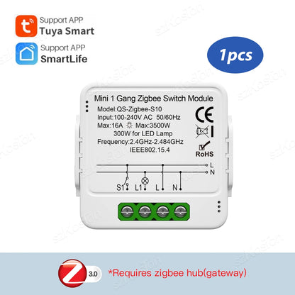 1/2/3 Gang Tuya ZigBee Smart Switch Modul Benötigt Neutralleiter Smart Life App Automatisierung DIY Breaker Funktioniert mit Alexa Google Home.