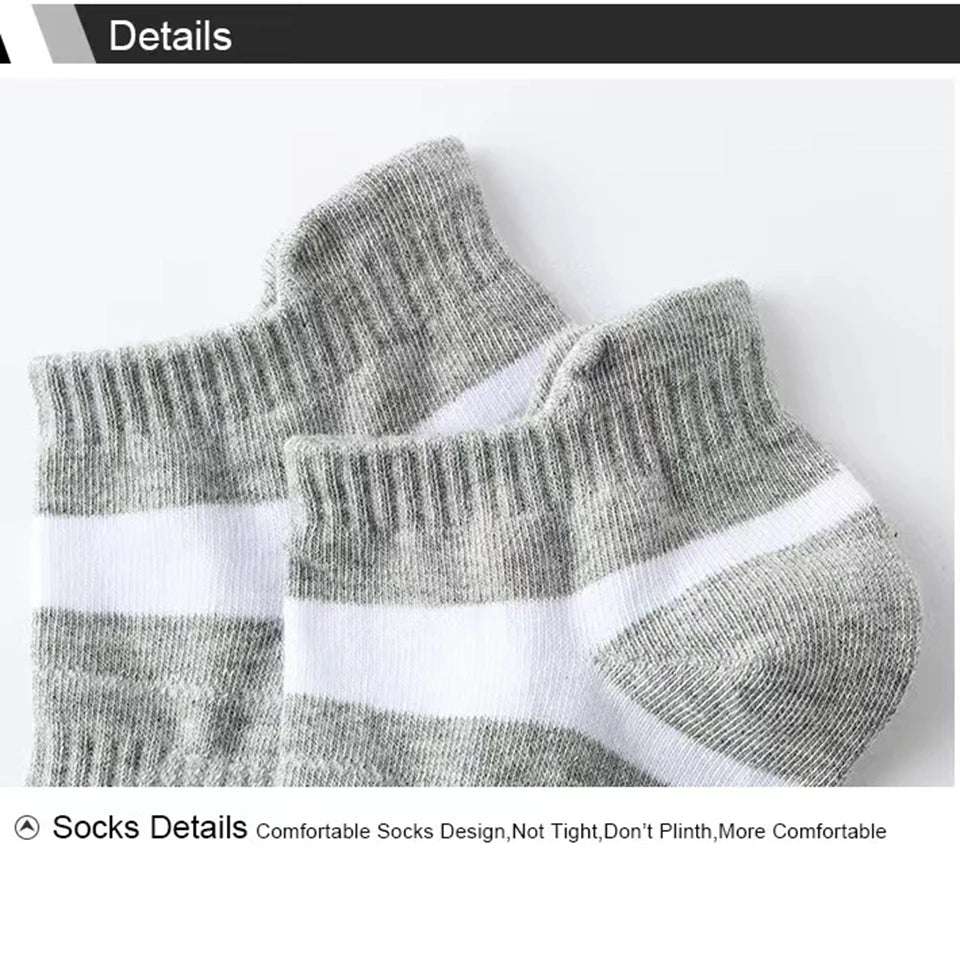 5 Pairs High Quality Socks Men Summer Outdoor Casual Cotton Socks Short Breathable Black Ankle Socks Run Sports Socks Size 38-45.