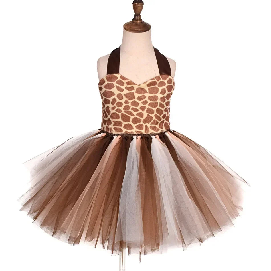 Halloween Tier Cosplay Kostüm für Kinder Wald Thema Kühe Tiger Giraffe Leopard Zebra Tutu Kleider Performance Tanz Sets