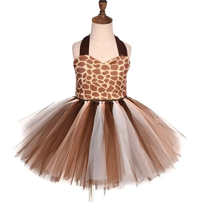 Halloween Tier Cosplay Kostüm für Kinder Wald Thema Kühe Tiger Giraffe Leopard Zebra Tutu Kleider Performance Tanz Sets