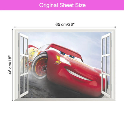 3d Macqueen Cars Broken Hole Wall Sticker For Kids Bedroom Home Decoration Cartoon Anime Mural Art Pvc Movie Poster Boys Decals.