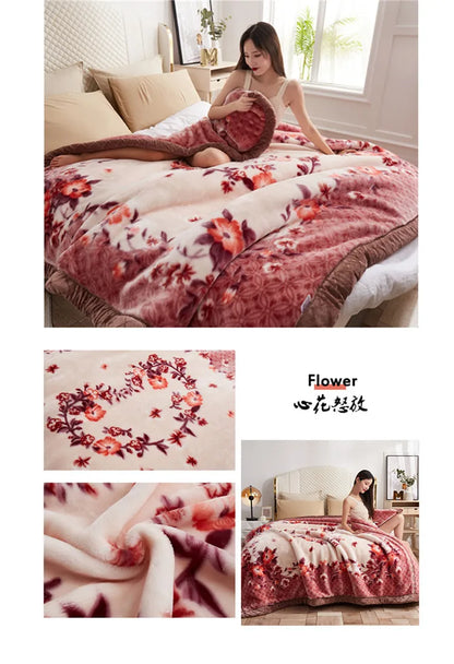 Double-layer Thick Plush Blanket Warm Skin Friendly in Winter Quilt Multiple Non Shedding Prints High Quality Bedding Article
