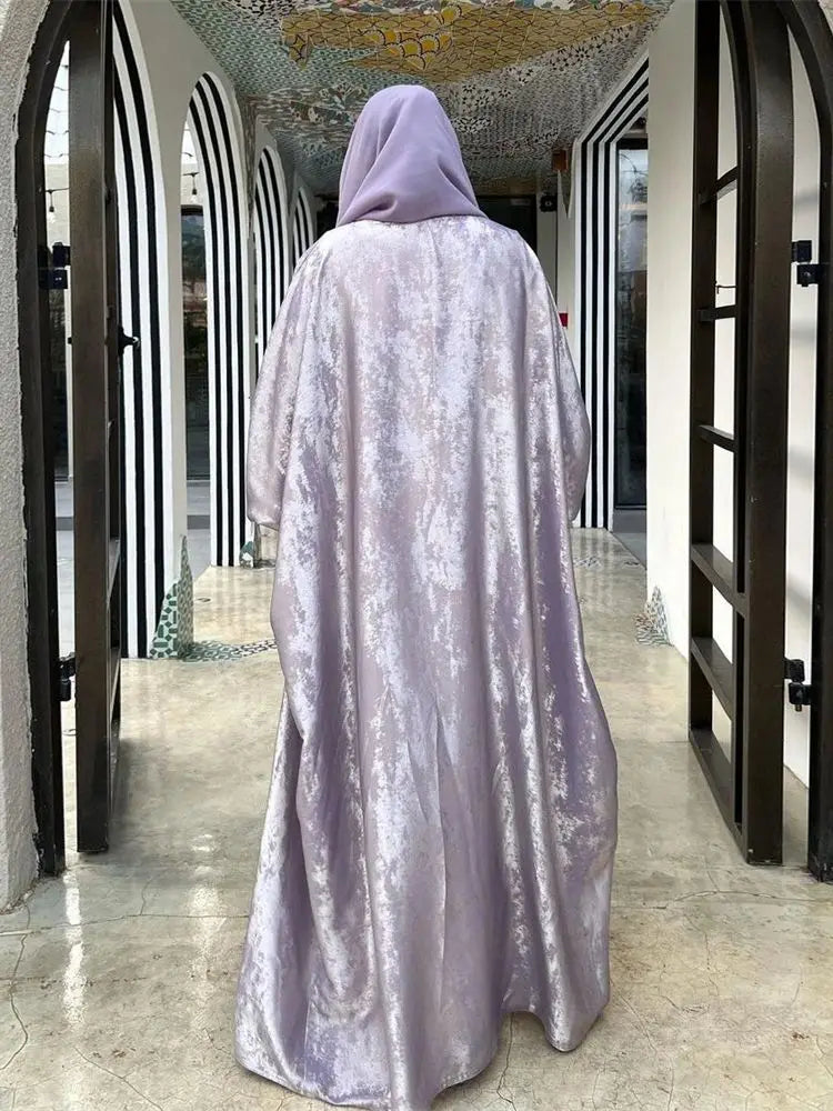 Ramadan Shiny Satin Open Kimono Abaya Dubai Luxury 2025 Muslim Kaftan Dress Abayas For Women Islam Clothing Robe Femme Musulmane.