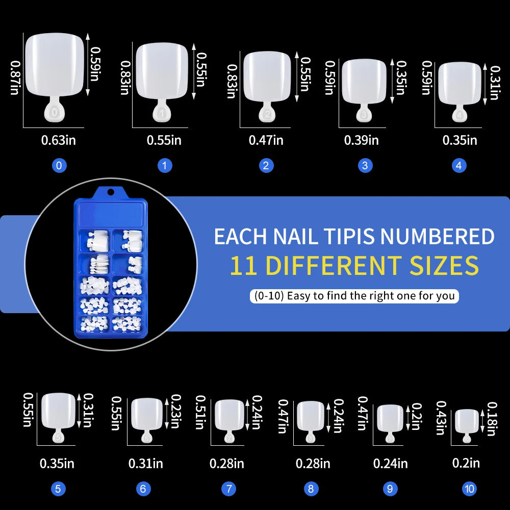 100pcs Fake Toenail Natural White Press On Toe Foot Full Cover Square Nails Art Tips Artificial Acrylic False Nail Manicure Tool.
