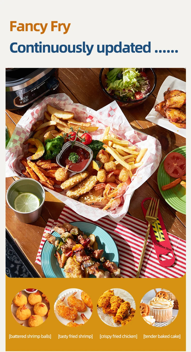 2.5L Smart Electric Air Fryers Oil-free Automatic Household Kitchen 360°Baking Convection Oven Deep Fryer Visible Window 220V.