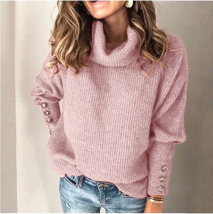 Herbst Winter neue einfarbige Freizeit mode lose Pullover Frauen Langarm High Collar Street Sweatshirt Pullover Top weiblich.