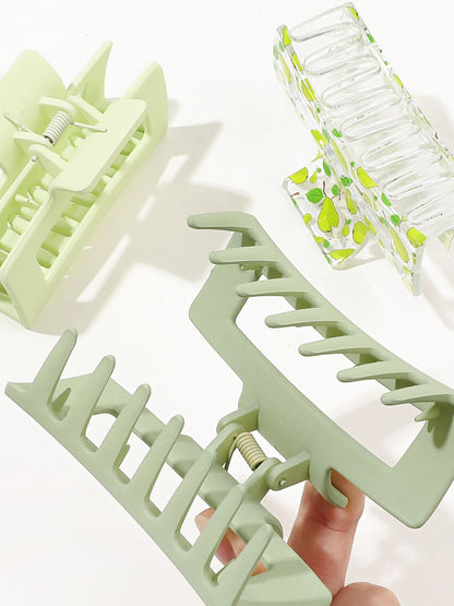 3 Pcs Frosted Cream Color Transparent Fruit Shark Scratch Clip-ins Style Back of Head Premium Wind Plate Women Hair Accessories.