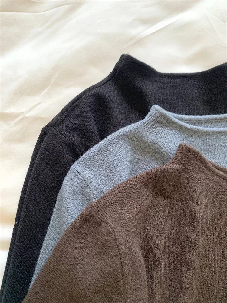 2025 Women Turtleneck Knitted Pullovers Solid Sweater Harajuku Korean Soft Warm Knitwear Autumn Winter Fashion Slim Jumpers Tops.