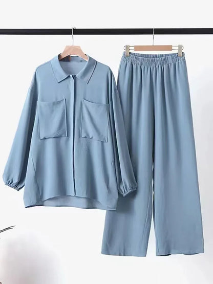 Frauen Casual Muslimischen Anzug Solide Abaya Eid Ramadan Langarm Bluse + Hosen 2-teiliges Set Dubai Türkei Kaftan Frauen islamische Kleidung.