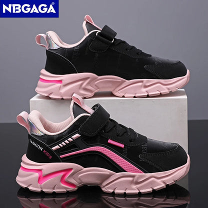 Kids Casual Pink Girls Leather Shoes Fashion For 7-15y Lightweight Running Young Student's Children Sports Girl's Shoe NBGAGA.
