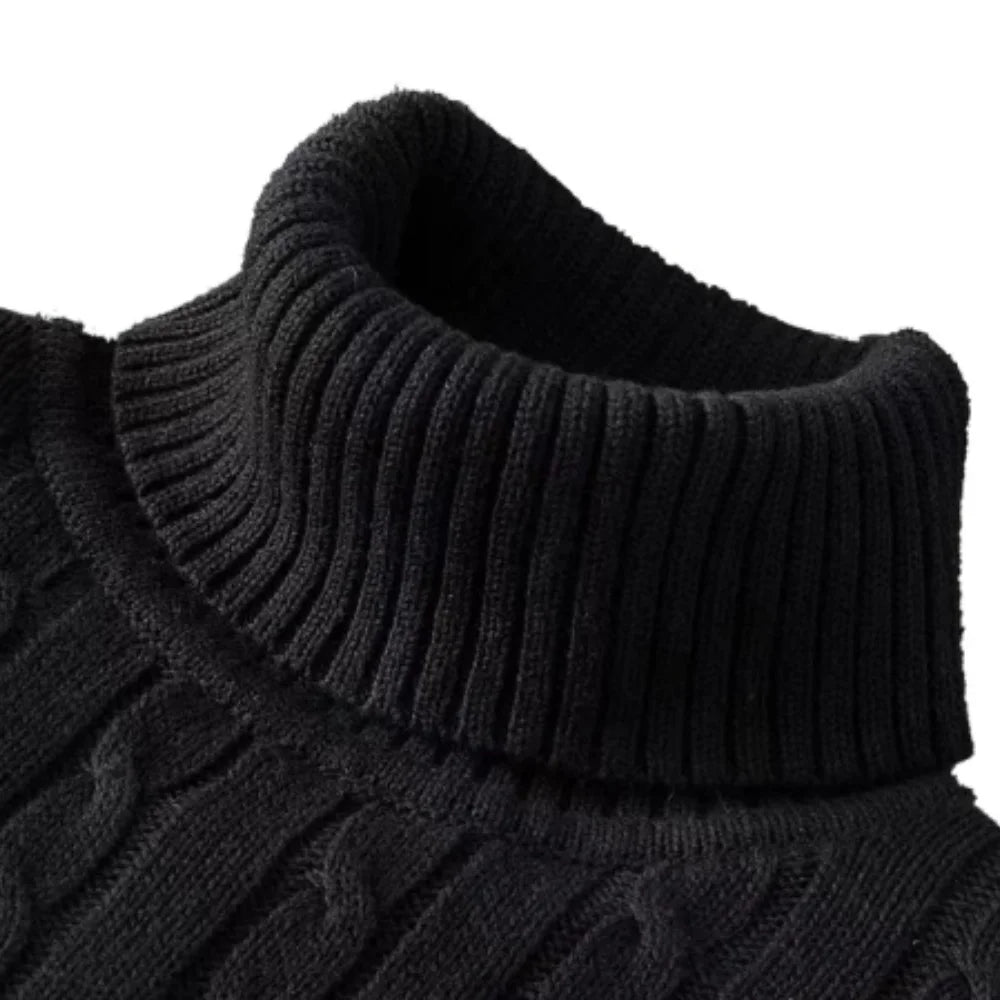 New Men's Turtleneck Sweater Solid Color High Neck Pullover Knitted Sweaters Casual Elastic Sweatwear Mens Fall Winter.