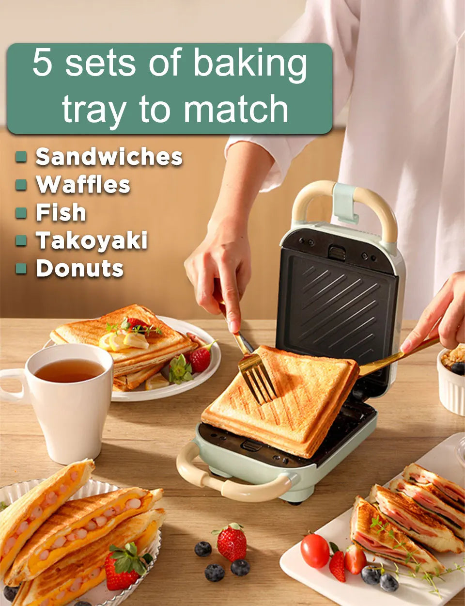 Mini Sandwich Machine Breakfast Maker Multi Cookers Toasters Electric Ovens Hot Plates Bread Pancake Waffle Donuts.