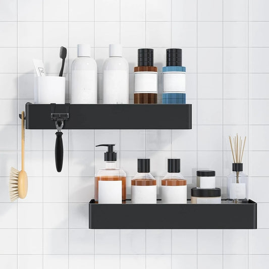Duschregal ohne Bohren – 2-teiliges Anti-Rost-Badezimmer-Aufbewahrungsregal, bügelfreies, schnell trocknendes Badezimmerregal mit großer Kapazität