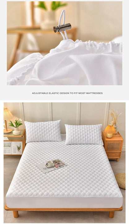 WASART Waterproof mattress protector cover quilted thicken elastic fitted sheet style couple double bed protection pad king size